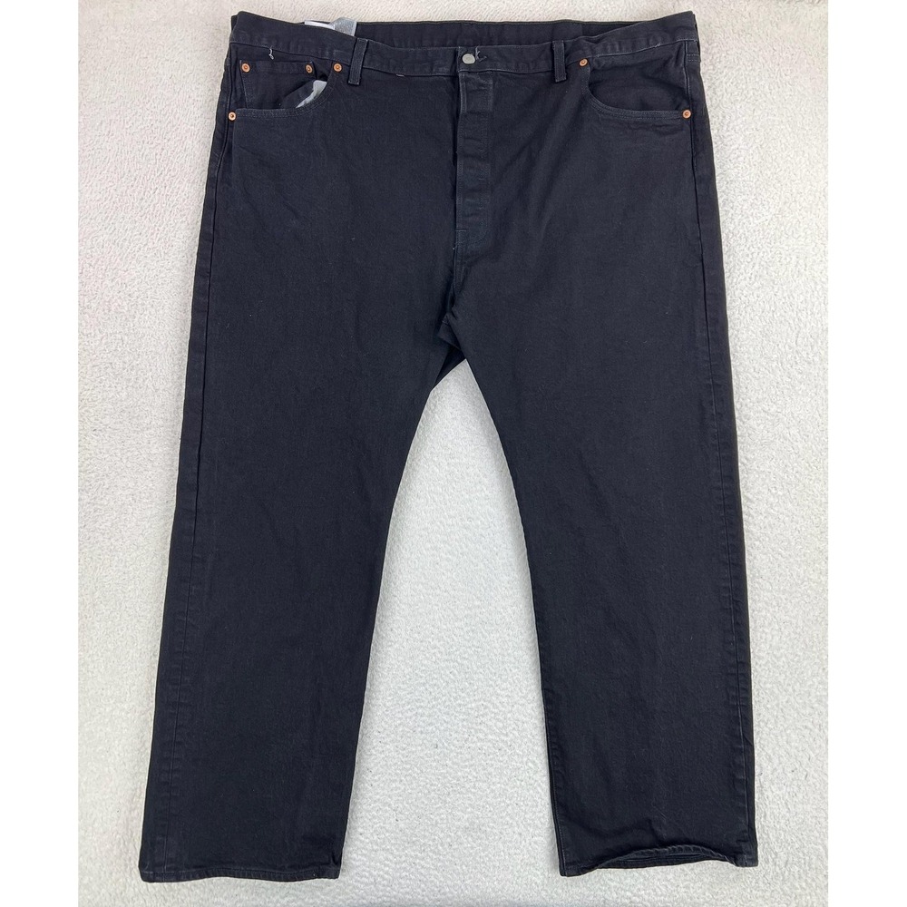 Levis 501 Jeans Mens 50x32 Black Regular Straight Stretch Denim Button Fly